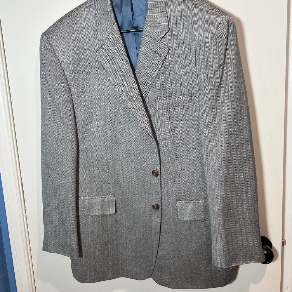 Mens Ralph Lauren Blue Label Blazer 46R EXCELLENT CONDITION! Silver Gray Pattern
